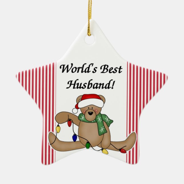 Teddy Bear World's Best Husband Ornament (Front)