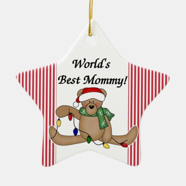 Teddy Bear World's Best Mommy Ornament (Front)