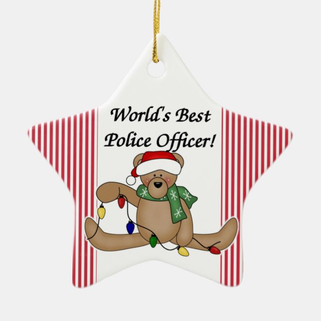 Teddy Bear World's Best Police Officer Ornament (Front)