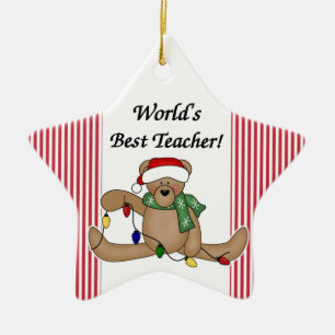 Teddy Bear World's Best Teacher Ornament
