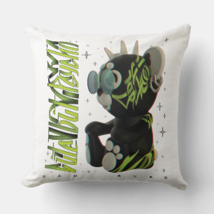 Teddy Bear x Cute Bear Graffiti x Sad Bear Streetw Throw Pillow