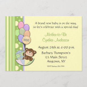 Teddy Bear Yellow Baby Shower Invitation