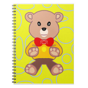 Teddy Bear Yellow Geometric Spiral Photo Notebook