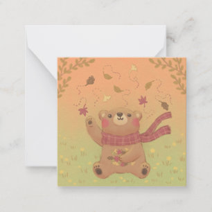 Teddy Bear's Autumn Fall Leaves Card