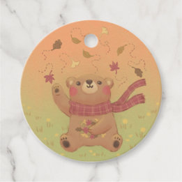 Teddy Bear's Autumn Fall Leaves Favour Tags