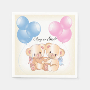 Teddy Bears Baby Gender Reveal Paper Party Napkins