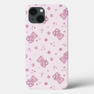 Teddy bears background Pink iPhone 13 Case