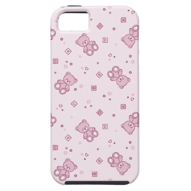 Teddy bears background Pink Case-Mate iPhone Case (Back)