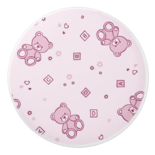 Teddy bears background Pink Ceramic Knob