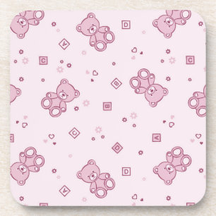 Teddy bears background Pink Coaster