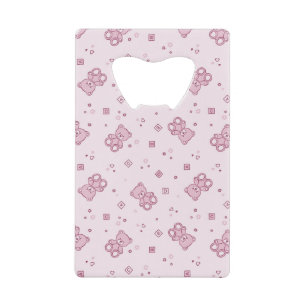 Teddy bears background Pink Credit Card Bottle Opener