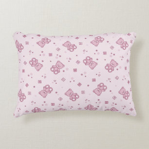 Teddy bears background Pink Decorative Pillow