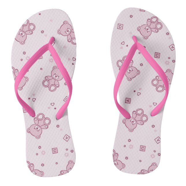 Teddy bears background Pink Flip Flops (Footbed)