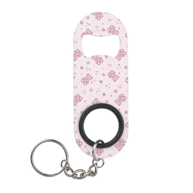 Teddy bears background Pink Mini Bottle Opener (Front)