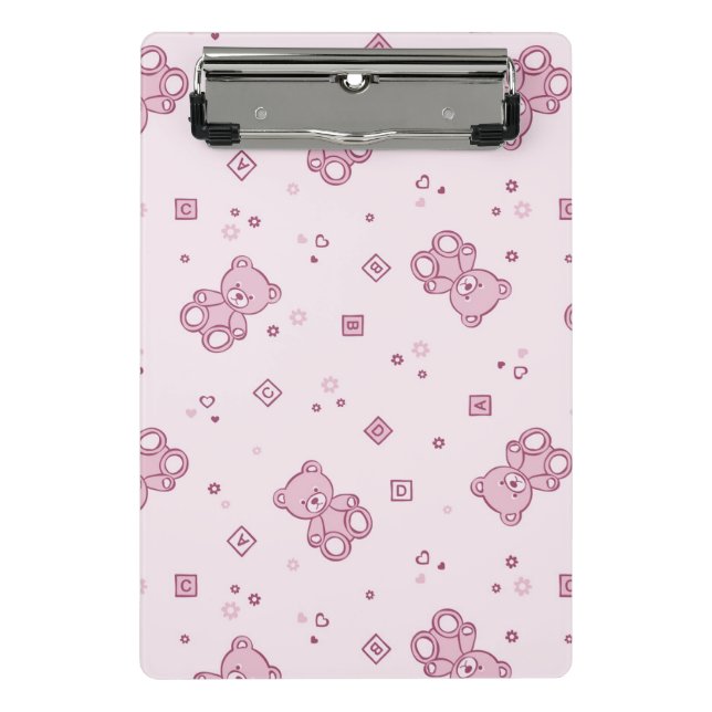Teddy bears background Pink Mini Clipboard (Front)
