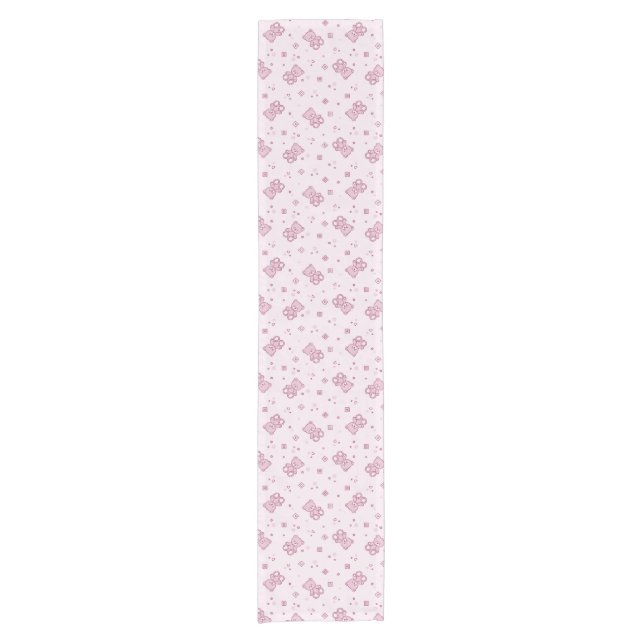 Teddy bears background Pink Short Table Runner (Front)