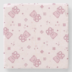 Teddy bears background Pink Stone Coaster