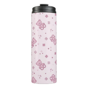 Teddy bears background Pink Thermal Tumbler
