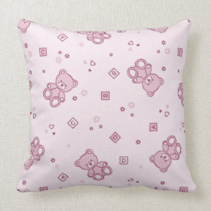 Teddy bears background Pink Throw Pillow