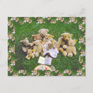 Teddy bears, bearly family gathering postcard