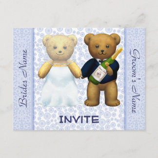 Teddy Bears Blue Wedding Invite Guests