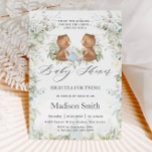 Teddy BearS Chic High Tea Party Twins Baby Shower  Invitation<br><div class="desc">Personalize this chic gender neutral twins baby shower invitation with your party details easily and quickly, simply press the customize it button to further re-arrange and format the style and placement of the text.  This unique invitation features two adorable teddy bears, pastel coloured teapot and tea cups and whimsical soft...</div>