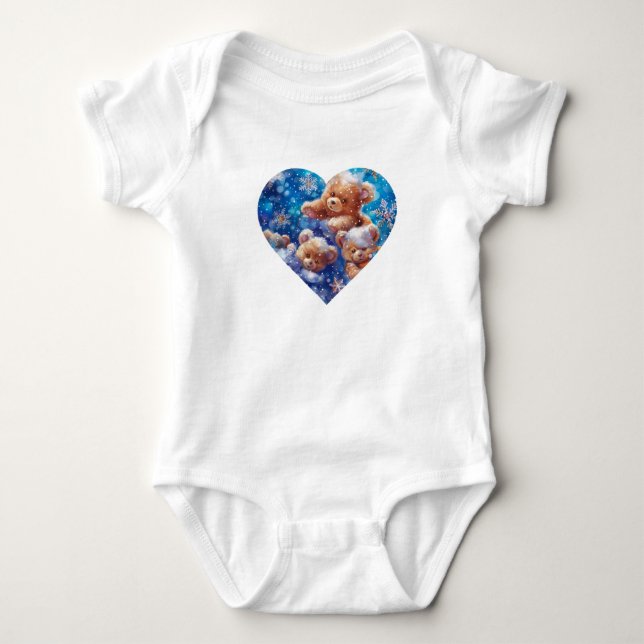 Teddy Bears Digital Art Baby Bodysuit (Front)