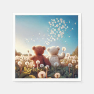 Teddy Bears In a Dandelion Field Napkin