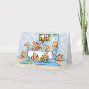 Teddy Bears in Bathtub - Children's Greeting Card