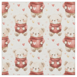 Teddy Bears in Red Sweaters Fabric