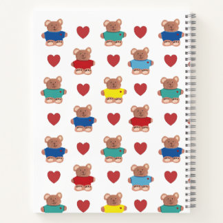 Teddy Bears in T-shirts with Hearts Notebook