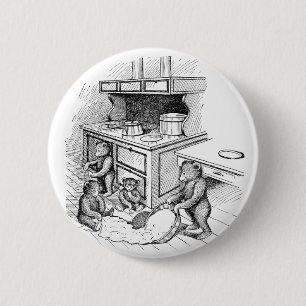 Teddy Bears Make a Mess in the Kitchen 2 Inch Round Button