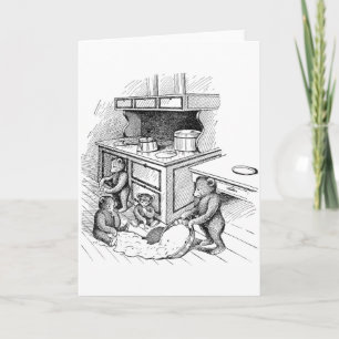 Teddy Bears Make a Mess in the Kitchen Card