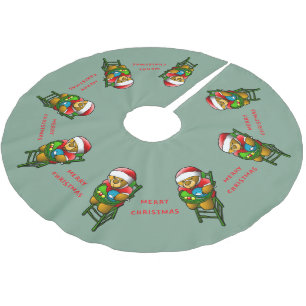 Teddy Bears Merry Christmas Brushed Polyester Tree Skirt