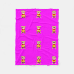 Teddy Bears Modern Pink Magenta Fleece Blanket