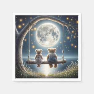 Teddy Bears On a Swing In the Moonlight Napkin