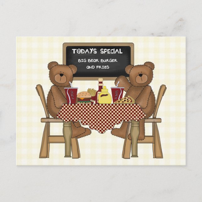 Teddy Bears Out to Lunch Postcard (Front)