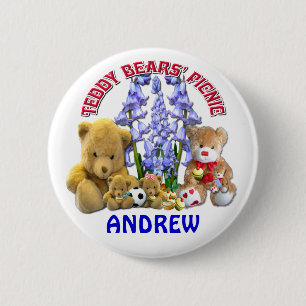TEDDY BEARS PICNIC 2 INCH ROUND BUTTON