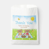 Teddy Bears Picnic Birthday Blue Gingham Thank You