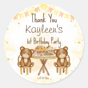 Teddy bears picnic birthday party favor classic round sticker