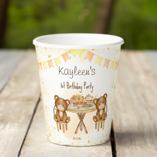 Teddy bears picnic birthday party  paper cups