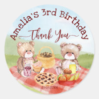 Teddy bears picnic birthday party thank you
