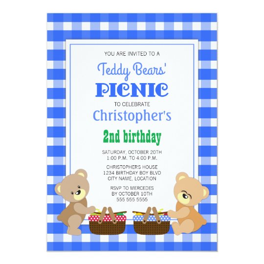 Teddy Bears' Picnic Boy's Birthday Party Card