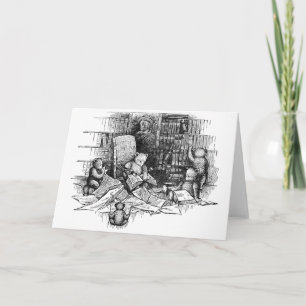 Teddy Bears Reading in the Library Card