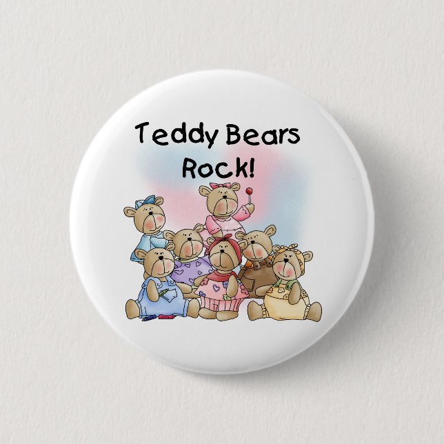 Teddy Bears Rock 2 Inch Round Button (Front)