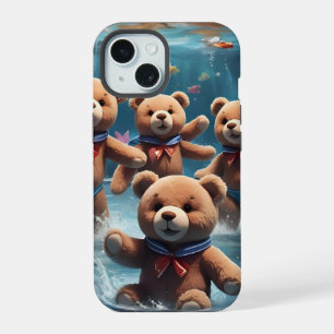 Teddy Bears Swimming in a Pool of Fish iPhone 15 Case