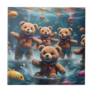 Teddy Bears Swimming in a Pool of Fish Tile
