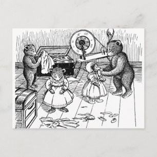 Teddy Bears Try On Clothes Postcard