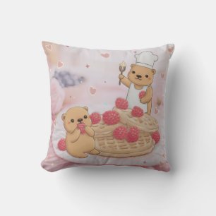 Teddy Bears & Waffles Throw Pillow