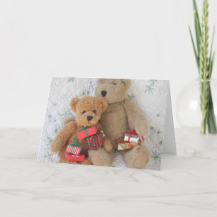 teddy bears with Christmas gifts greeting card